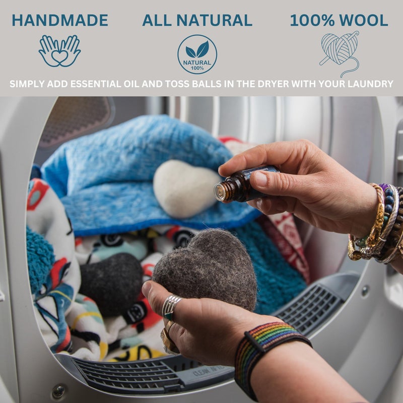 Big Heart Reusable Handmade Wool Dryer Balls for Laundry 3-Pack XL, Wool Balls Replaces Dryer Sheets and Shorten Drying Time. - Image 4